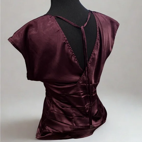 Dynamite Deep Plum Satin-Look Top - Picture 2 of 5